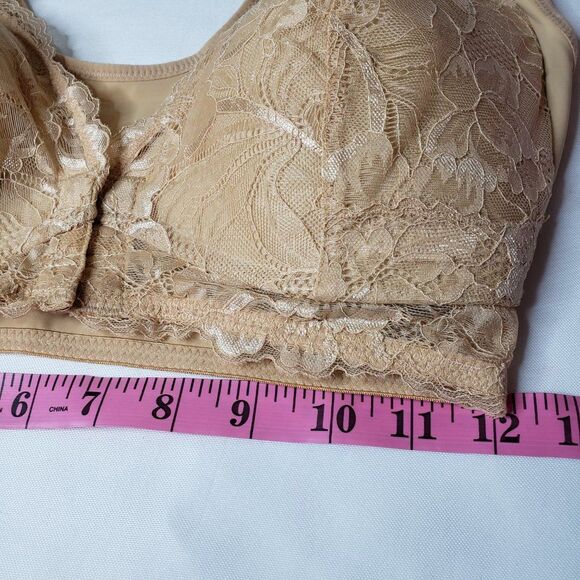 Womens LB Tan Lace Front Closure Padded Bra NWT 34DD - Picture 8 of 8